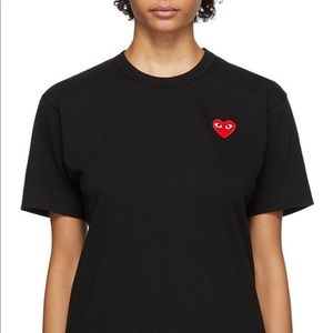 Women COMME GARCONS Play Heart Embroidered Black